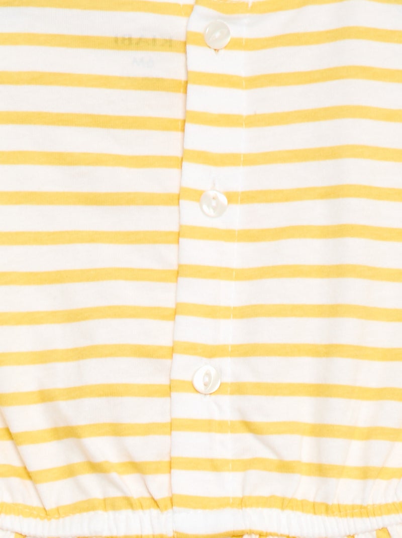 Vestido de manga corta en punto de algodón Amarillo - Kiabi