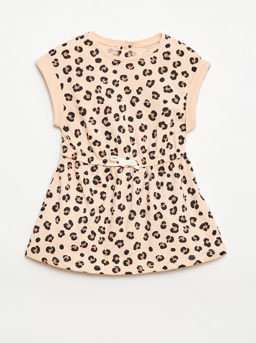 Vestido de manga corta en punto de algodón - Kiabi