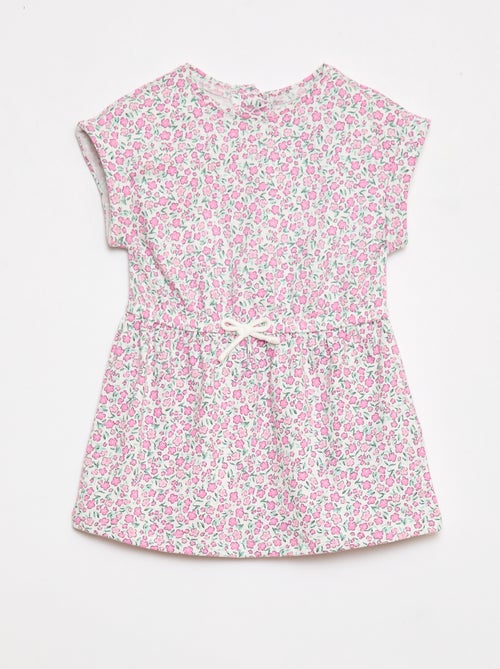 Vestido de manga corta en punto de algodón - Kiabi
