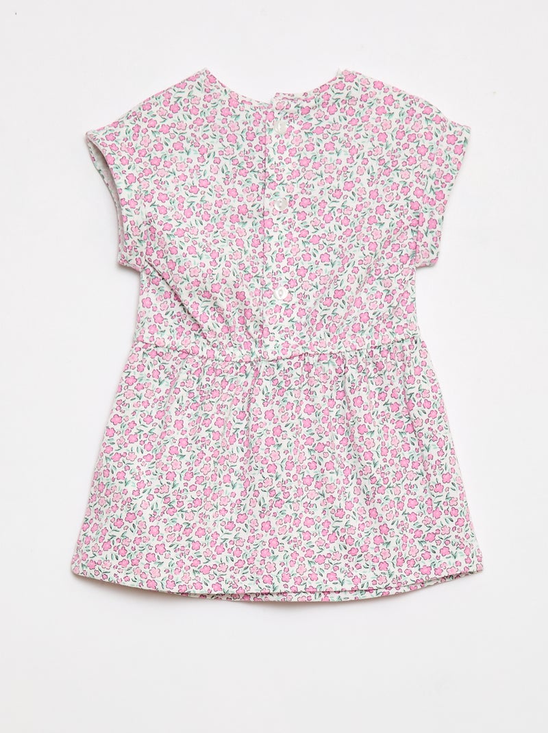 Vestido de manga corta en punto de algodón Blanco - Kiabi