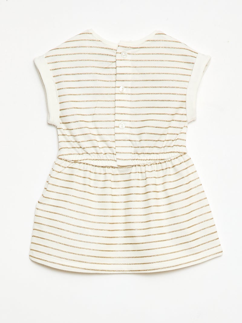 Vestido de manga corta en punto de algodón Blanco - Kiabi