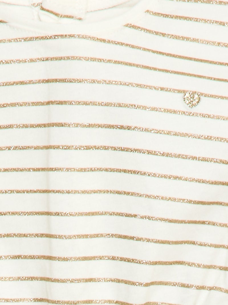 Vestido de manga corta en punto de algodón Blanco - Kiabi