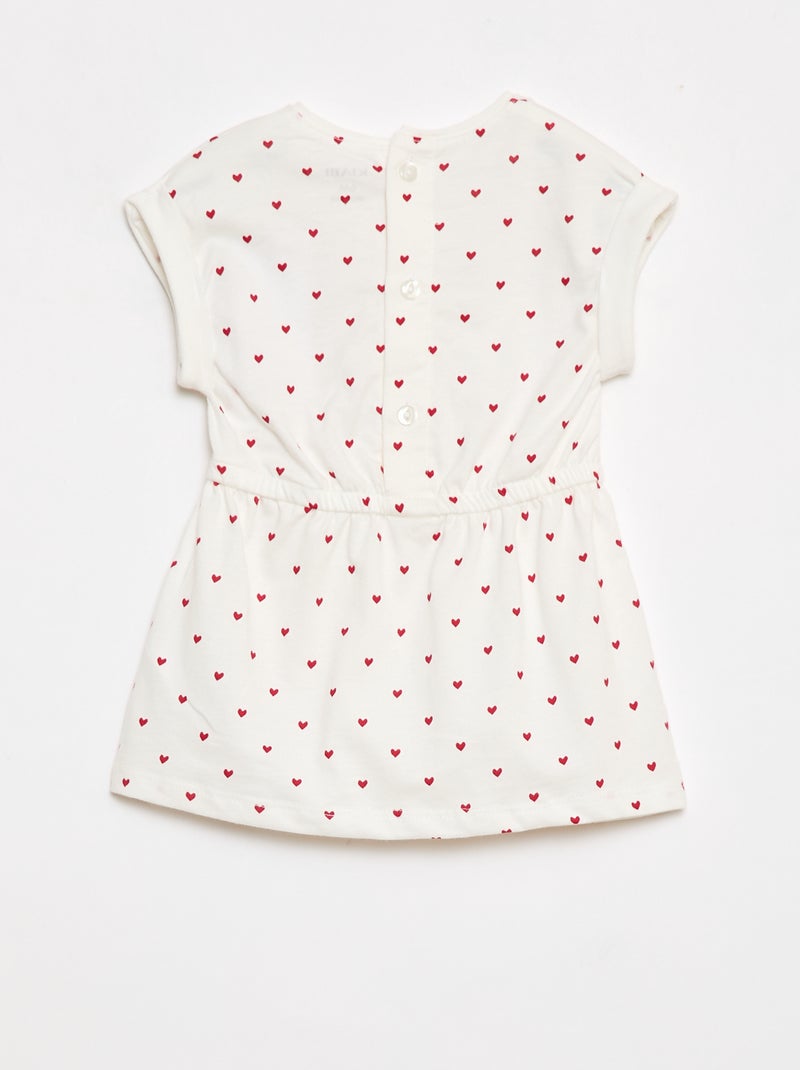 Vestido de manga corta en punto de algodón Blanco - Kiabi