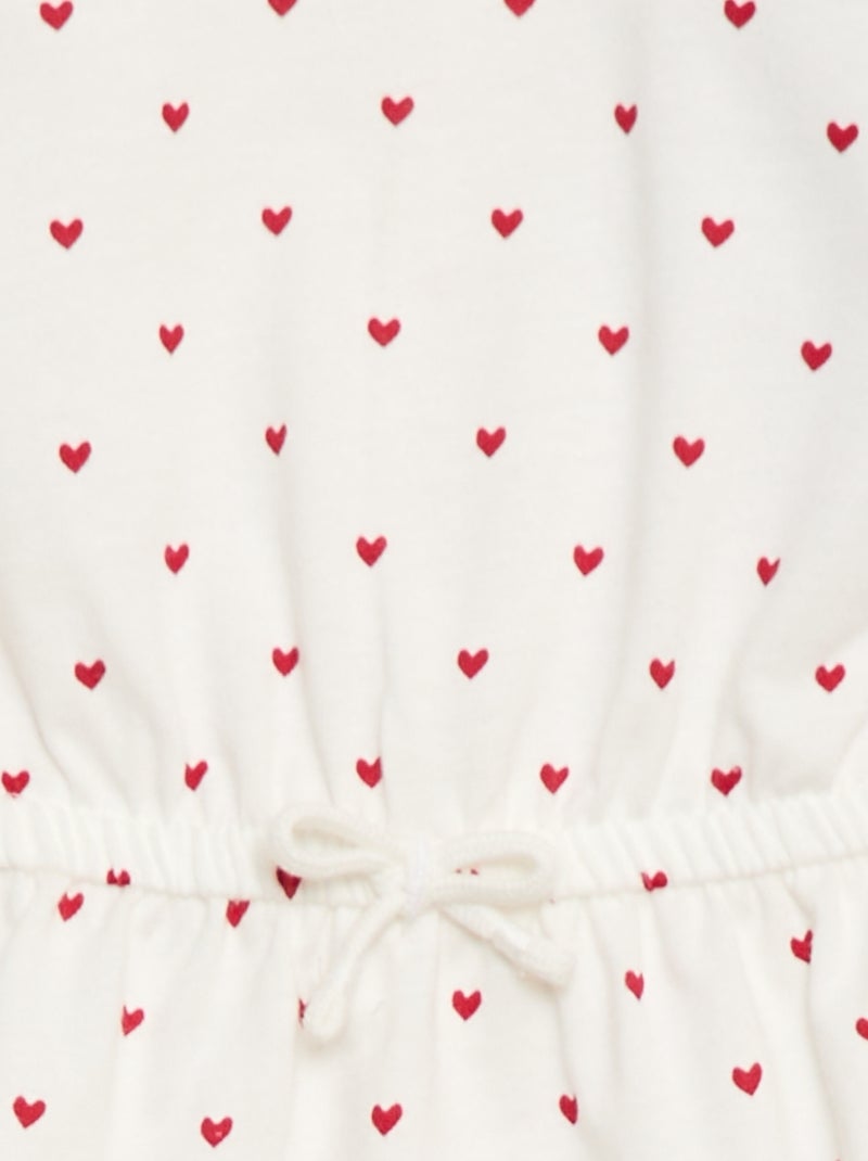 Vestido de manga corta en punto de algodón Blanco - Kiabi