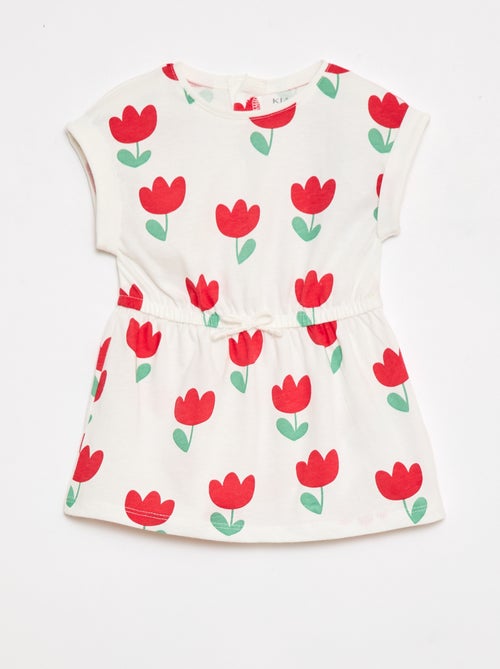 Vestido de manga corta en punto de algodón - Kiabi