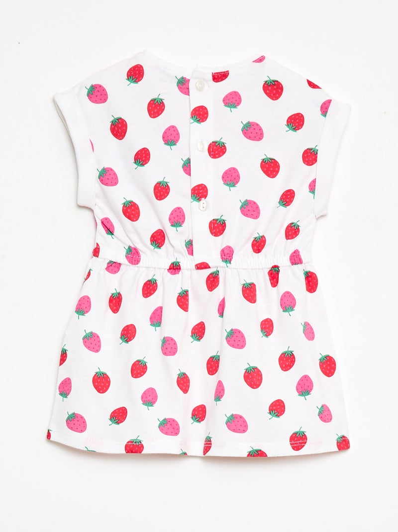 Vestido de manga corta en punto de algodón Blanco - Kiabi