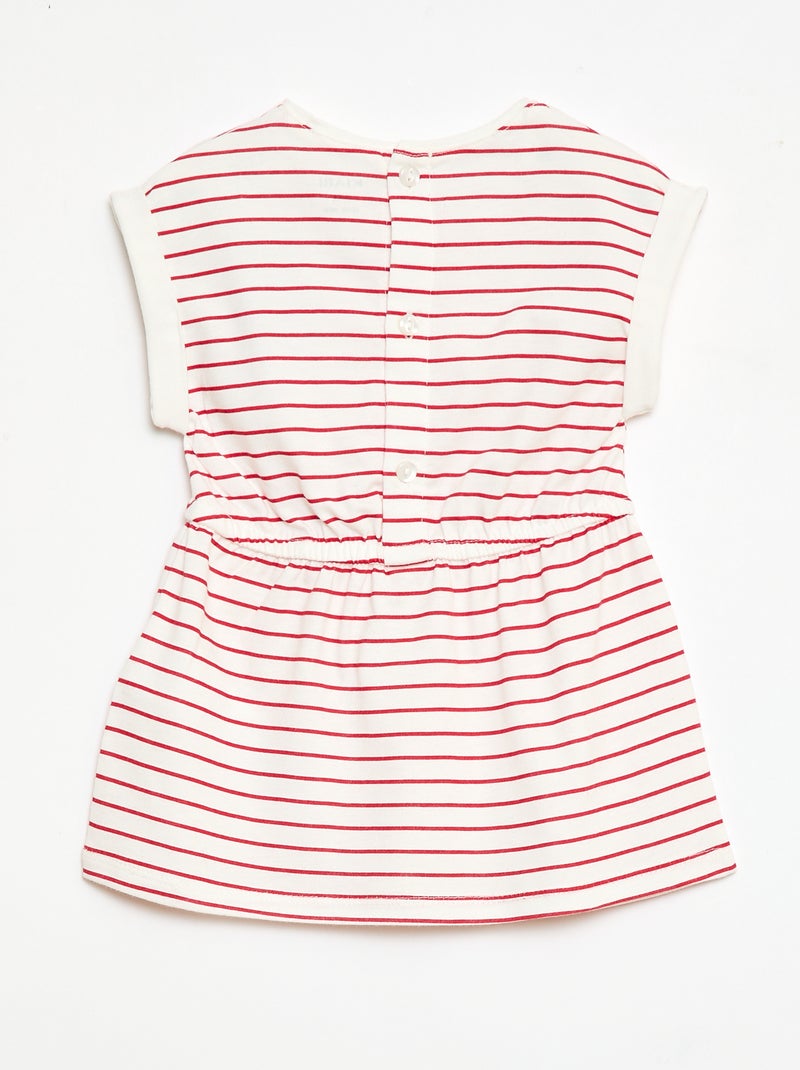 Vestido de manga corta en punto de algodón Blanco - Kiabi