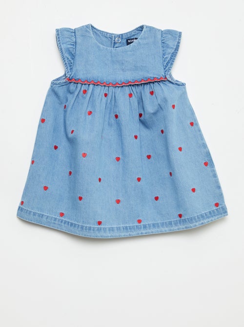 Vestido de manga corta en vaquero ligero - Kiabi