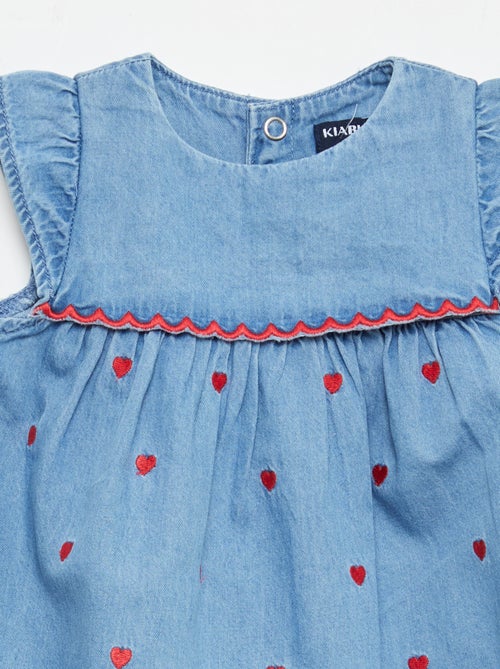 Vestido de manga corta en vaquero ligero - Kiabi
