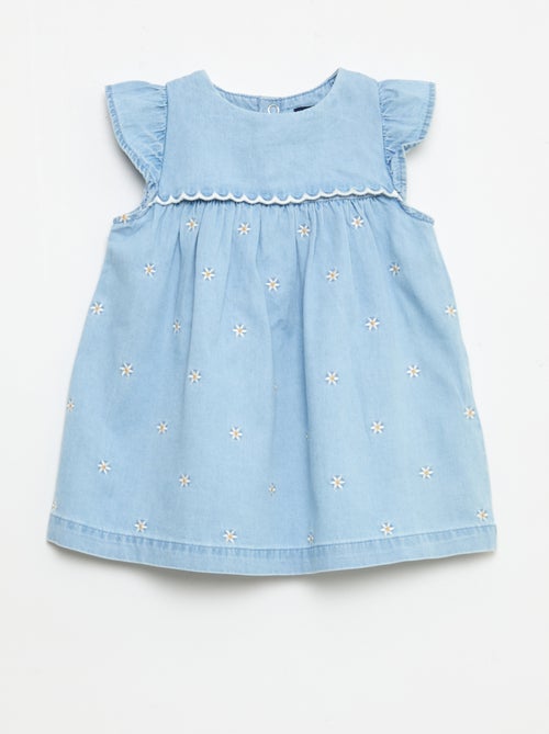 Vestido de manga corta en vaquero ligero - Kiabi