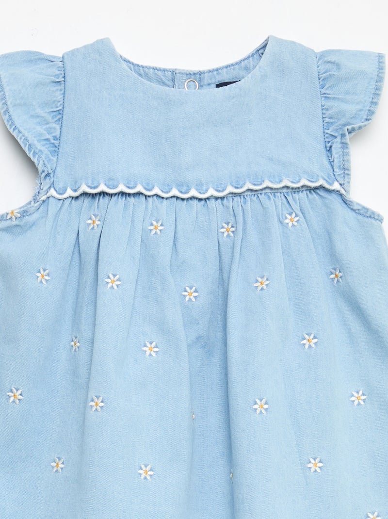Vestido de manga corta en vaquero ligero Azul - Kiabi