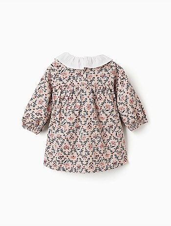 Vestido de manga larga de pana con estampado floral