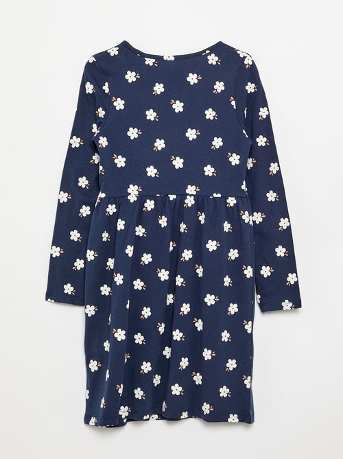 Vestido de manga larga de punto de algodón - Kiabi