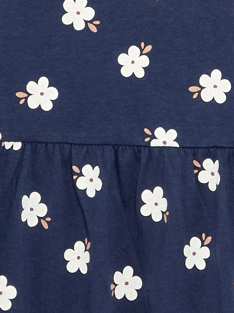 Vestido de manga larga de punto de algodón Azul - Kiabi