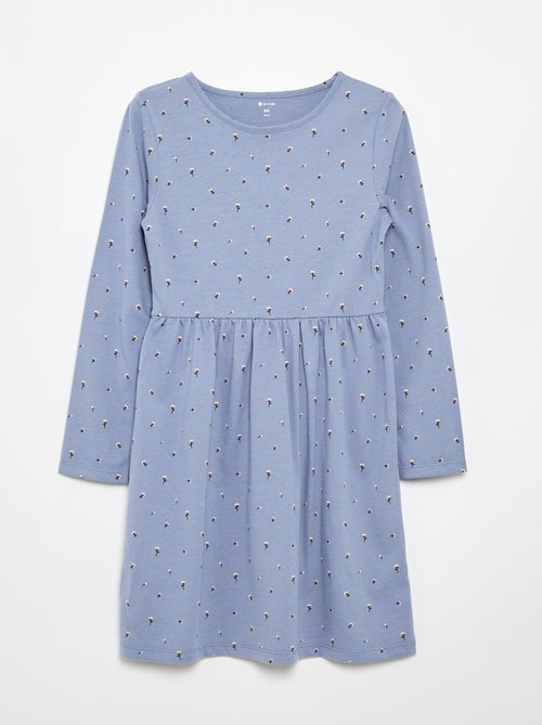 Vestido de manga larga de punto de algodón - Kiabi