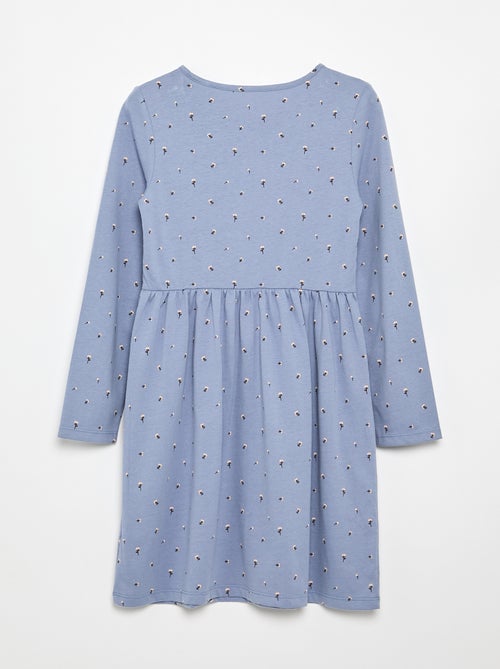 Vestido de manga larga de punto de algodón - Kiabi