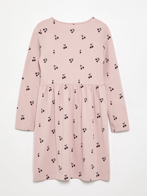 Vestido de manga larga de punto de algodón - Kiabi