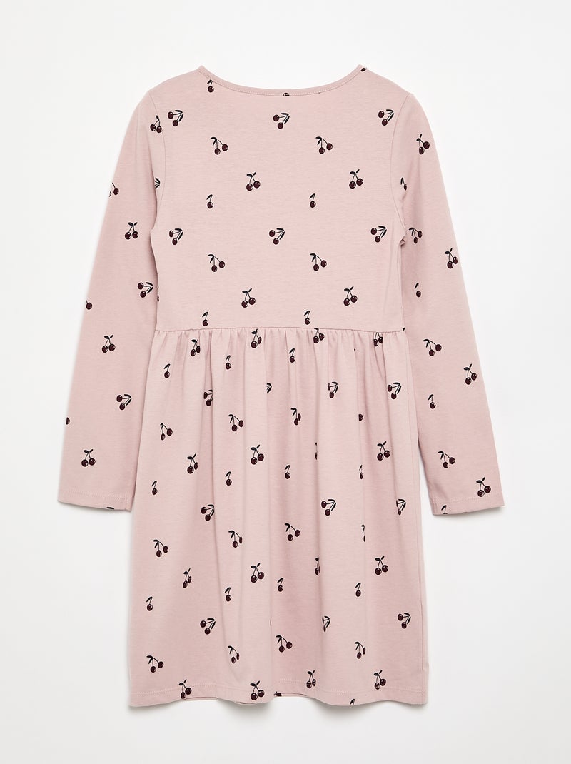 Vestido de manga larga de punto de algodón Purpura - Kiabi