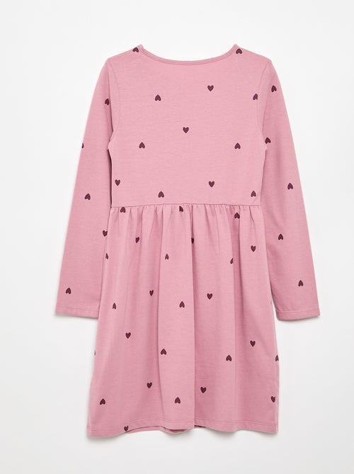 Vestido de manga larga de punto de algodón - Kiabi