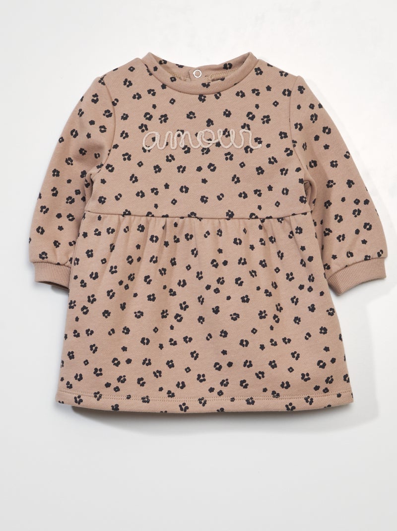 Vestido de manga larga de tejido de chándal BEIGE - Kiabi