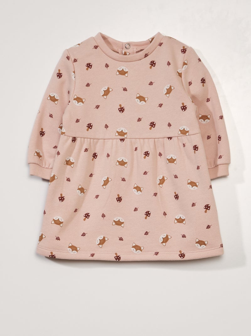 Vestido de manga larga de tejido de chándal ROSA - Kiabi