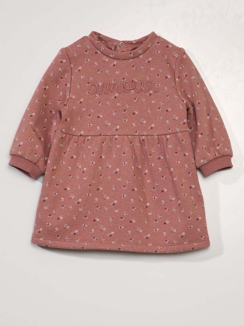 Vestido de manga larga de tejido de chándal ROSA - Kiabi