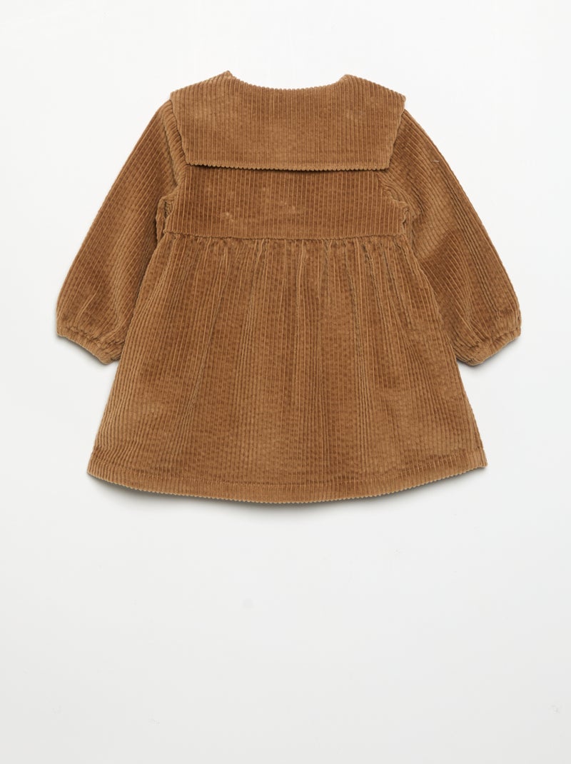 Vestido de manga larga de terciopelo Beige - Kiabi