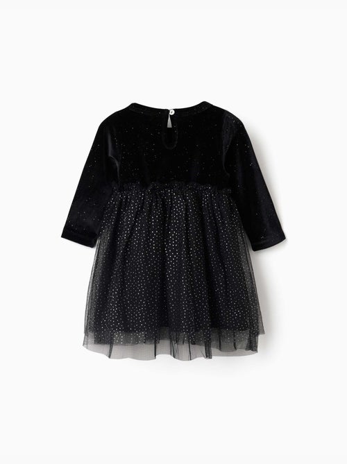 Vestido de manga larga de terciopelo y tul con lurex - Kiabi