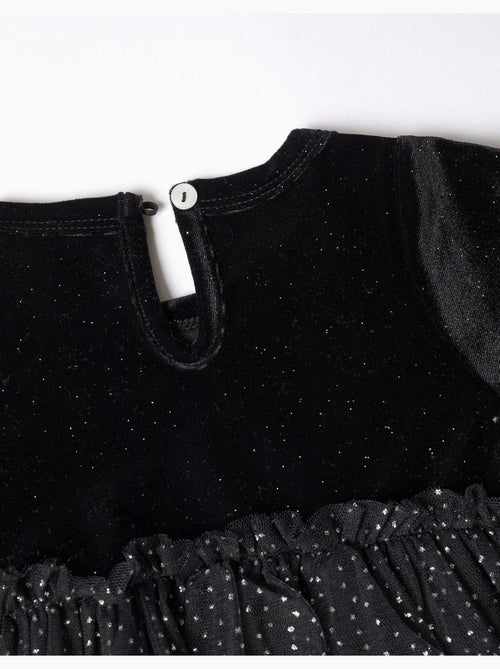 Vestido de manga larga de terciopelo y tul con lurex - Kiabi