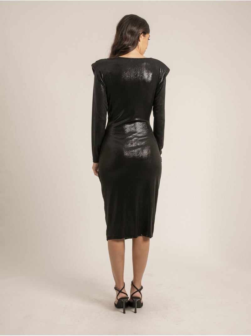 Vestido de manga larga drapeado ILUNA Negro - Kiabi