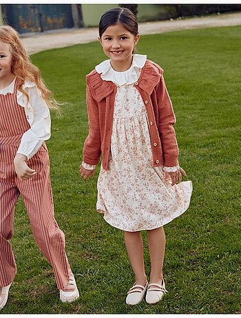 Vestido de manga larga floral con forro