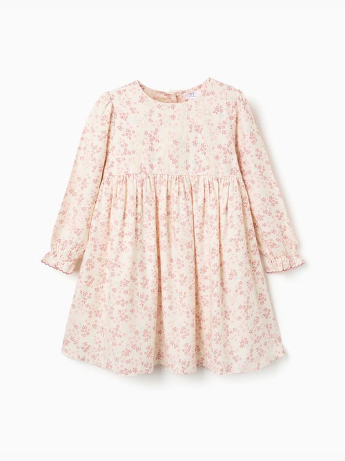 Vestido de manga larga floral con forro - Kiabi