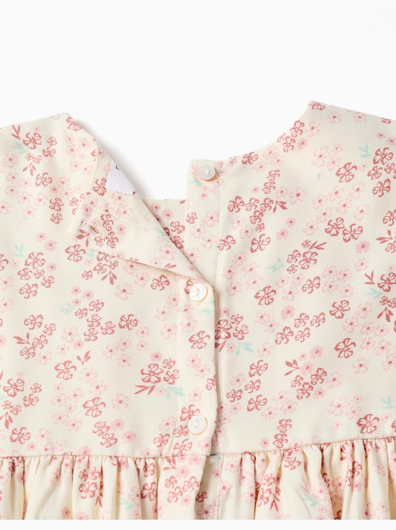 Vestido de manga larga floral con forro Blanco - Kiabi