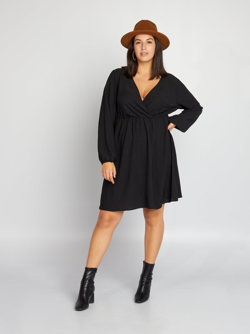 Vestido de manga larga negro - Kiabi