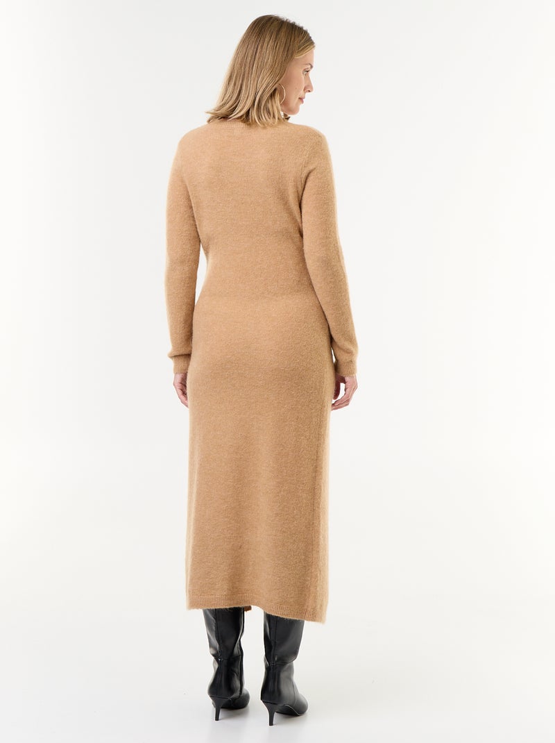 Vestido de maternidad de lana mezclada Beige - Kiabi