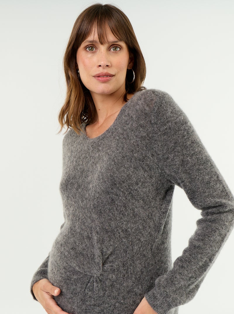Vestido de maternidad de lana mezclada Gris - Kiabi