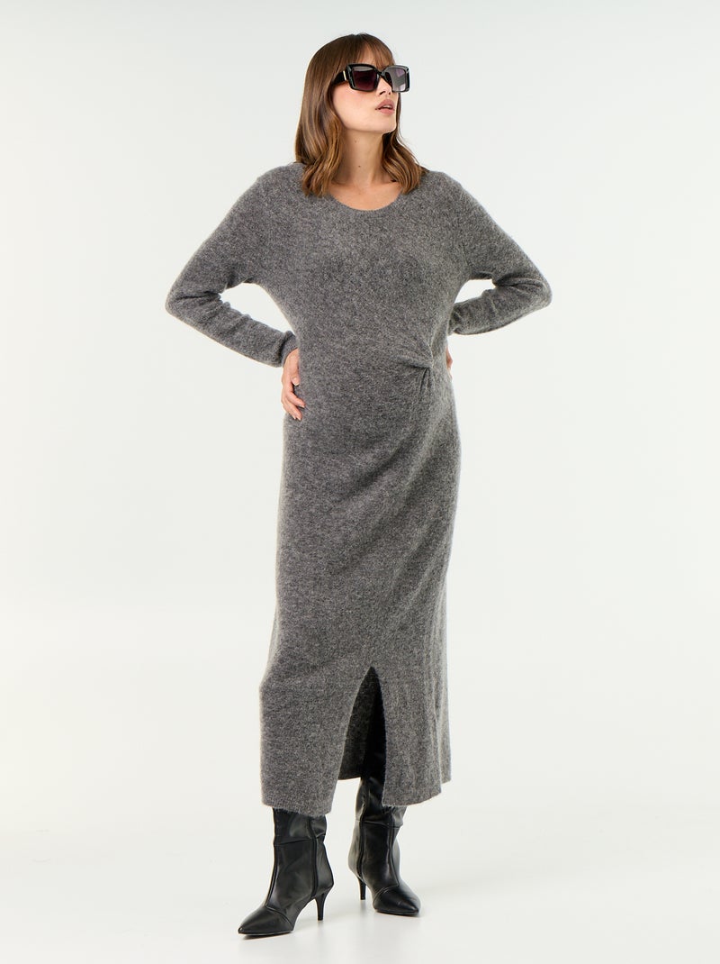 Vestido de maternidad de lana mezclada Gris - Kiabi