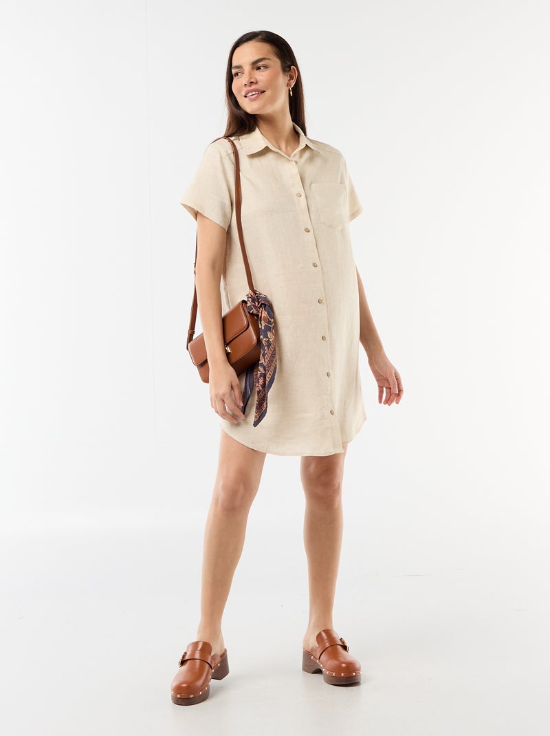 Vestido de maternidad de lino Beige - Kiabi