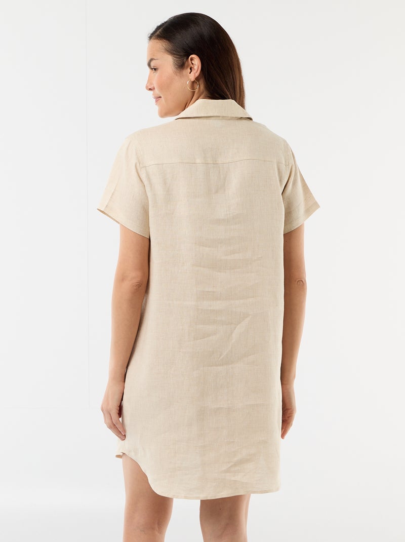 Vestido de maternidad de lino Beige - Kiabi