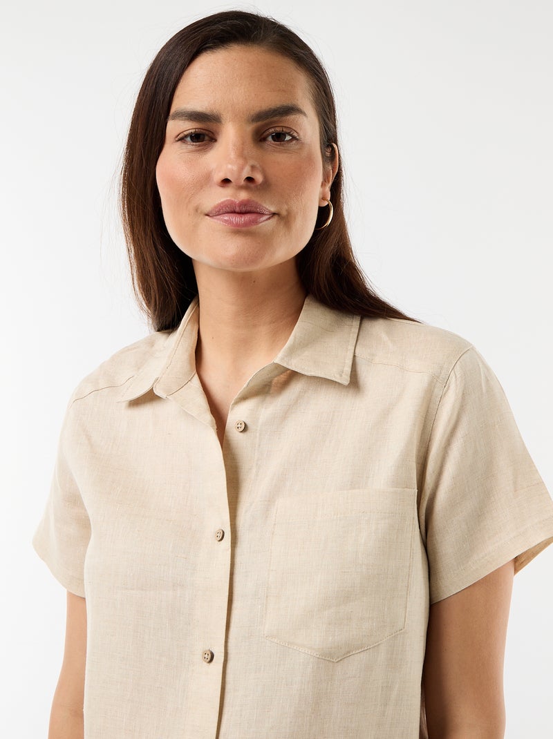 Vestido de maternidad de lino Beige - Kiabi