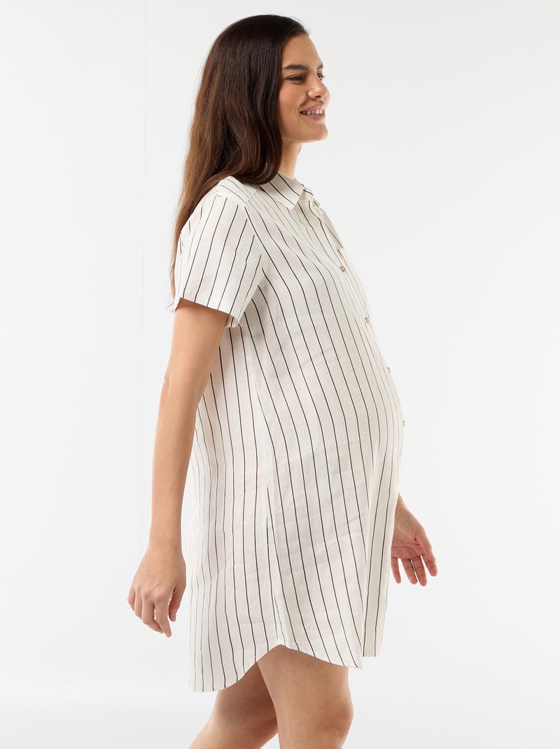 Vestido de maternidad de lino Blanco - Kiabi