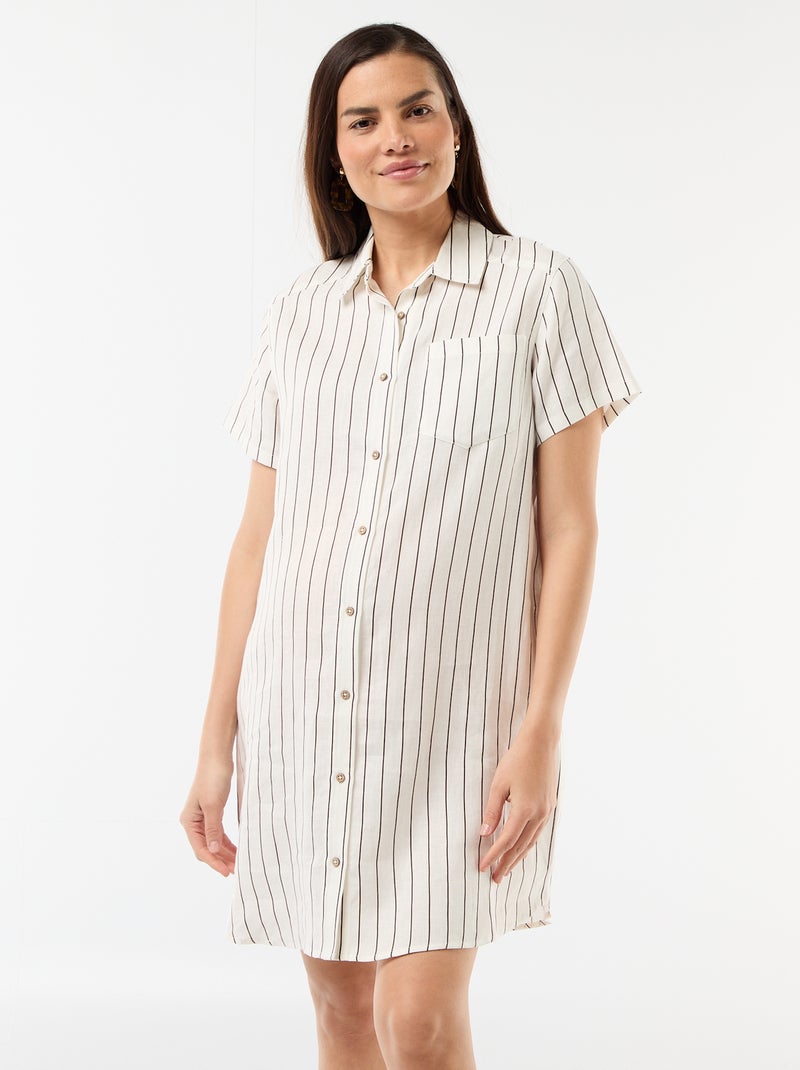 Vestido de maternidad de lino Blanco - Kiabi