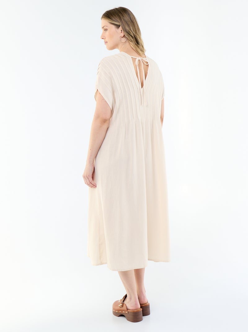 Vestido de maternidad de lino mezclado Beige - Kiabi