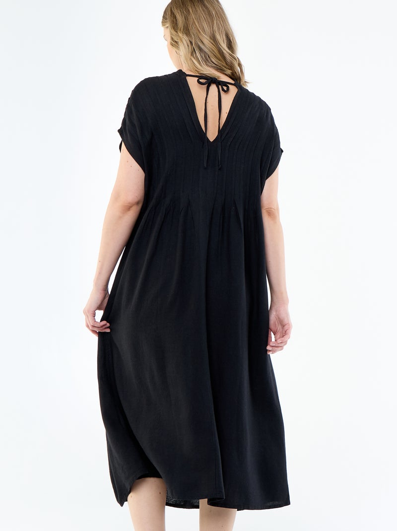 Vestido de maternidad de lino mezclado Negro - Kiabi