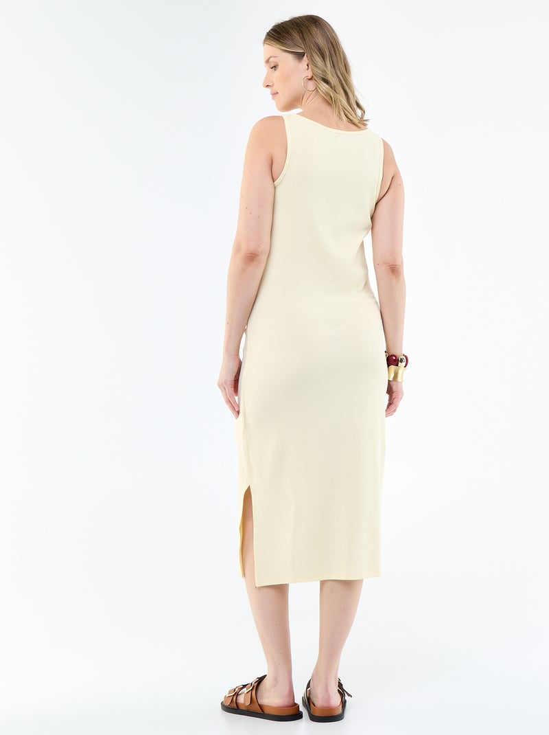 Vestido de maternidad de tirantes acanalado Amarillo - Kiabi