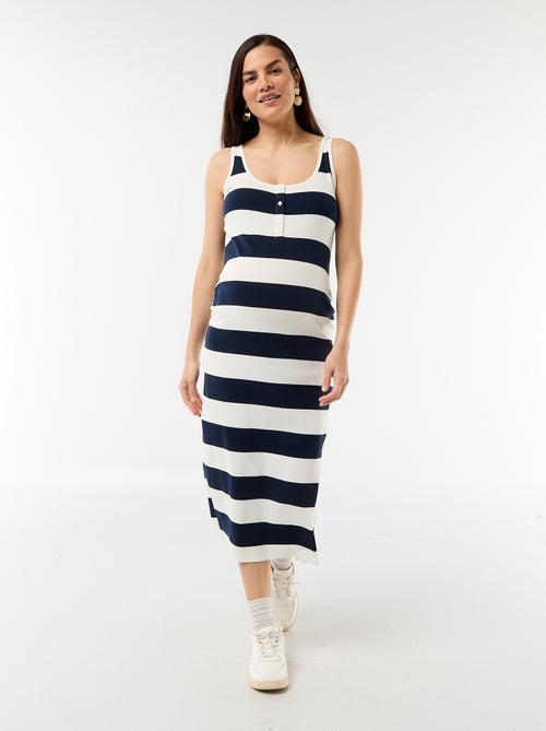 Vestido de maternidad de tirantes acanalado - Kiabi