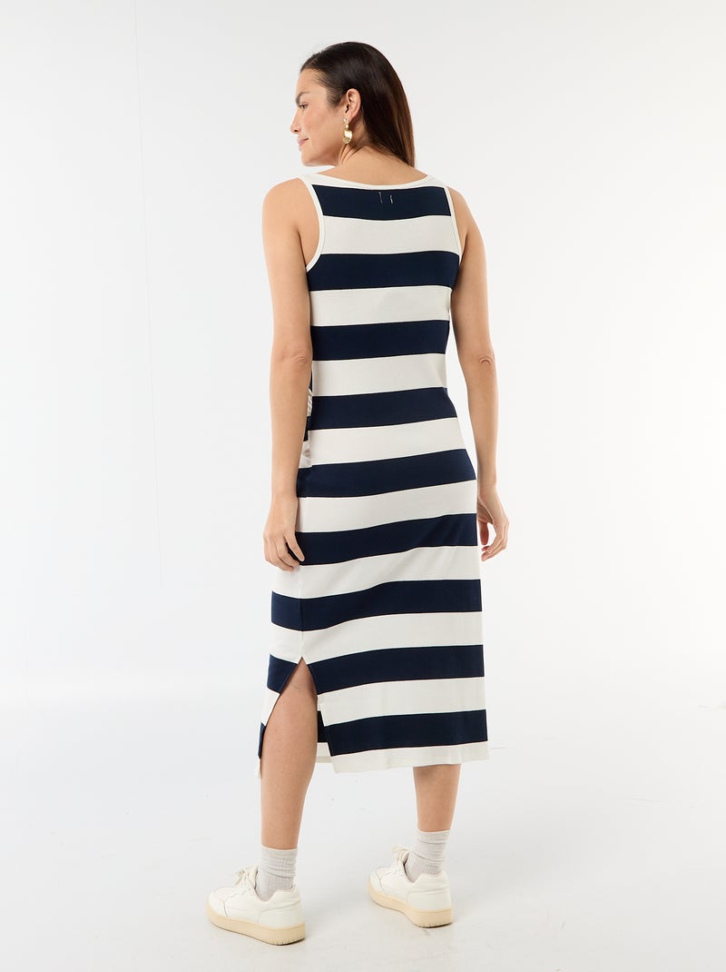 Vestido de maternidad de tirantes acanalado Azul - Kiabi