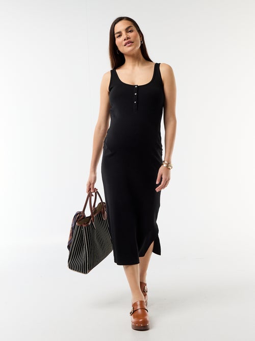 Vestido de maternidad de tirantes acanalado - Kiabi