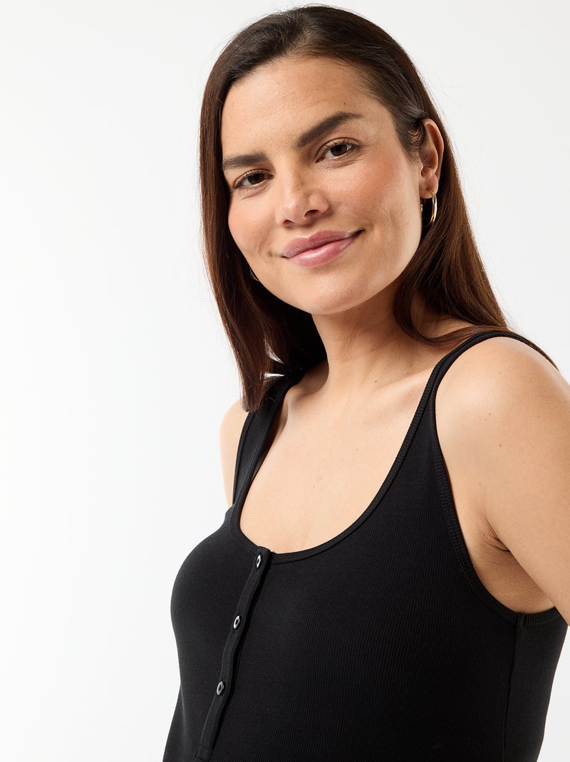 Vestido de maternidad de tirantes acanalado Negro - Kiabi
