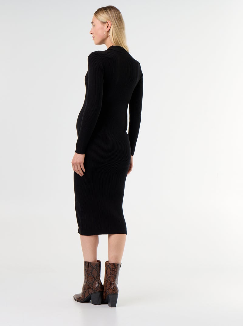 Vestido de maternidad largo y acanalado Negro - Kiabi